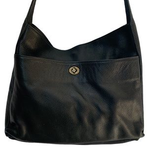 DKNY Donna Karan Black Soft Leather Bucket Hobo Shoulder Bag Purse